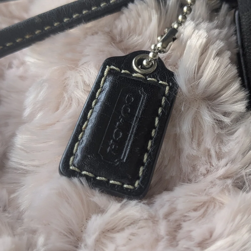 Classic Coach Signature C Black Canvas with Leather Wristlet